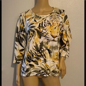 Alfred Dunner size M top blouse lion face